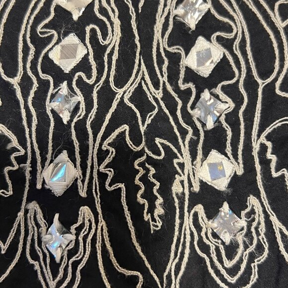 Maxi Skirt Embroidered Gypsy Boho Artsy Black Nature Flowy Coastal Lagom Size 8 - Picture 5 of 11